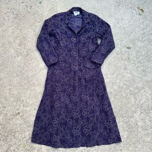 FLAX Embroidered Corduroy Jacket Purple Small